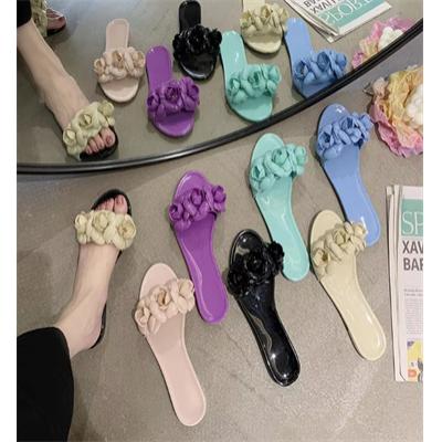 2025 New Women Spring/Summer Collection Jelly Color One Word Shoes Beach Daily Shopping Home Essential Casual Slippers