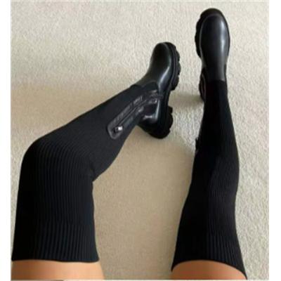 Women's Over The Knee Boots Stretch Knitted 2025 Autumn Fashion Female Platform Boot Splicing Ladies Sock Shoes Woman Lo